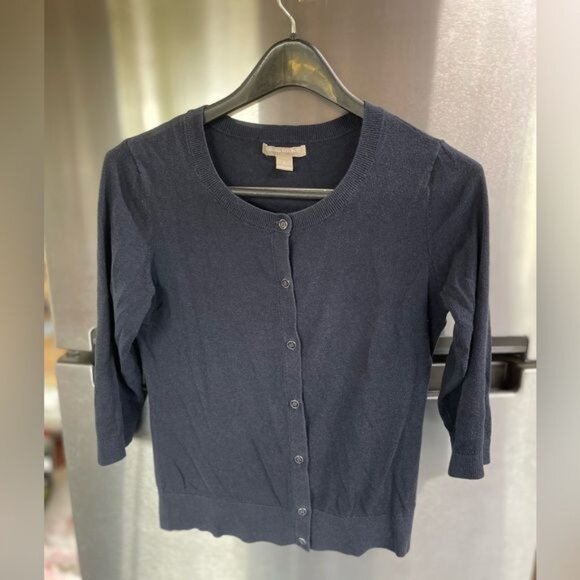 PREEPY Banana Republic Cardigan, Sweater Women's S Navy 3/4 Sleeve Y2K some wear - Picture 2 of 8